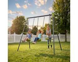 Schommelset - 200kg - Dreizits Metalen Schommel - Veiligheidsmodel voor Buiten - Metaal - Zwart-groen