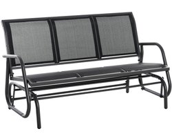 Schommelstoel 3-zits, robuuste tuinbank als tuinschommel, metaal, weerbestendig, zwart, 151x75x85cm