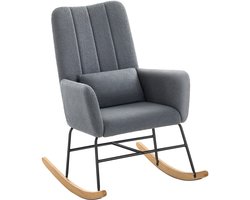 Schommelstoel – Bekleed met Fleece – Met Leigrijze Armleuningen – Gezellig Zitten