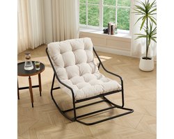Schommelstoel buiten - Metalen schommelstoel - Comfortabele leesstoel - Moderne relaxstoel - 75x116x82 cm - Schommelen - Woonkamer Zwart Wit