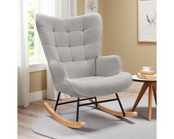 Schommelstoel Grijs – Comfortabele Teddy Pluche Stoel voor Woonkamer, Luxe en Stijlvol Ontwerp