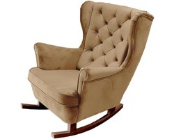 Schommelstoel Hout - Relaxfauteuil Comfortstoel - Ontspannen Zitten - Zeer Elastisch Schuim - 92 x 84 x 104 cm - Op29807