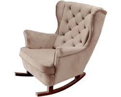 Schommelstoel Hout - Relaxfauteuil Comfortstoel - Ontspannen Zitten - Zeer Elastisch Schuim - 92 x 84 x 104 cm - Op29810