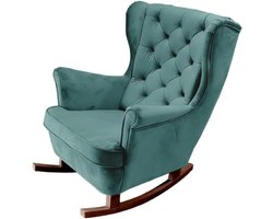 Schommelstoel Hout - Relaxstoel Luierstoel - Ontspannen Zitten - Hoogelastisch Schuim - 92 x 84 x 104 cm - Op29854