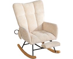 Schommelstoel - Leesstoel - Woonkamerstoel - Relaxfauteuil - Gestoffeerde stoel - Met hoge rugleuning en luchtkussen - Chenille - 63x92x89cm - Geschikt voor woonkamers, studentenkamers, kinderkamers en leeshoekjes - Lichtbruin