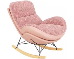 Schommelstoel - Lounge fauteuil - Babykamer inrichting - Dubbelzijdig kussen - 68 x 89 x 73 cm - Roze