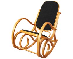 Schommelstoel M41, draaifauteuil TV-fauteuil, massief hout ~ eiken look, kunstleer zwart