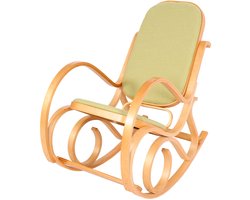 Schommelstoel M41, draaifauteuil TV-fauteuil, massief hout ~ eiken look, stof/textiel groen