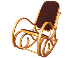 Schommelstoel M41, schommelstoel TV-fauteuil, massief hout ~ eiken look, stof/textiel donkerbruin