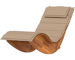 Schommelstoel massief hout - Ligstoel tuin - Ontspannen buiten - Ergonomisch ontwerp - 154 x 74 cm - Taupe