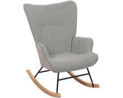 Schommelstoel MCW-N14, schommelstoel relaxfauteuil TV-fauteuil, massief hout metaal stof/textiel 320g/m² ~ grijs-groen
