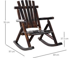 Schommelstoel - Met Armleuningen En Antieke Uitstraling - Weerbestendig Voor Tuin En Terras - Ergonomisch Massief Hout - Gebrand Oranje
