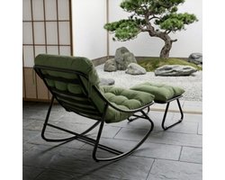 Schommelstoel met Kruk 100x77x70 cm – Luxe Relaxstoel & Leesstoel met Bekleding, Comfortabele Lounge Stoel voor Woonkamer, Balkon & Tuin – Bruin – Urbanhome