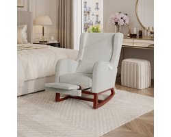 Schommelstoel met kussen en voetensteun – Relaxstoel, loungestoel met zijzakken - Voedingsstoel voor de babykamer – fauteuil voor de woonkamer - TV-stoe - Licht Grijs