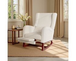 Schommelstoel met Kussen – Katoen/Linnen, Opbergtassen en Uittrekbare Voetensteun