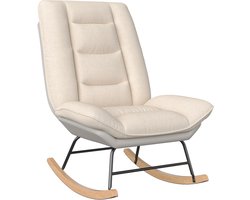 Schommelstoel met verstelbare rugleuning, Verpleegstoel, Schommelstoel, Lounge schommelstoel voor woonkamer, slaapkamer, tuin, Linnen Beige,01