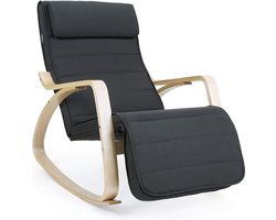 Schommelstoel met Verstelbare Voetensteun - Naturel/ Grijs