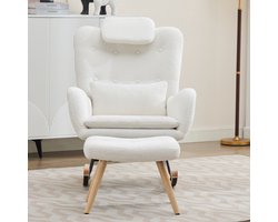 Schommelstoel met voetensteun - lounge stoel - relaxstoel - ligstoel met armleuningen - voor slaapkamer - woonkamer en tuin