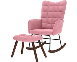 Schommelstoel met voetensteun - Relaxstoel fluweel - Ontspannen thuis - Robuust stabiel frame - 61 x 78 x 98 cm
