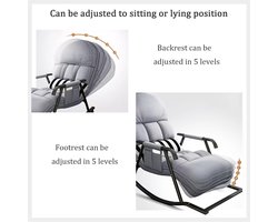 Schommelstoel Novihome ComfortWave™ – Luxe verstelbare relaxstoel met voetensteun en 5 standen rugleuning – Binnen & buiten gebruik – Ergonomisch ontwerp – Gevoerde loungestoel met afneembare hoes – Blauw – Draagvermogen 200 kg