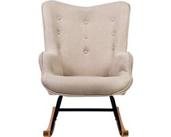 Schommelstoel - Ontspannende Stoel - Wiegstoel - Stevige Ruststoel - Fauteul - Loungestoel - Comfortabele Zitting - Houten Poten en Zachte Voering - Berkenhout - voor Babykamer of Woonkamer - Voederstoel - voor Voeden Baby - 103x68x90cm - voor Binnen