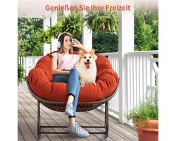 Schommelstoel Papasan XXL 71 x 30 x 80 cm Oranje – Extra Brede Relaxstoel met 15 cm Dik Kussen, Rotan Look, Stalen Frame, Binnen & Buiten, Lounge Fauteuil voor Woonkamer, Tuin en Balkon – Mobili Bella