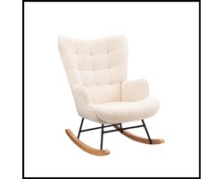 Schommelstoel - Pluche Stoffen Fauteuil - Moderne Casual Gestoffeerde Zit - Comfortabel en Stevig - Voor Woonkamer, Slaapkamer, Tuin