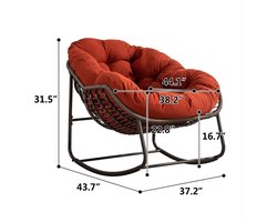 Schommelstoel Rattan – Schommelstoel Buiten – Hangstoel Buiten – Relaxstoel Tuin – Tuinstoel Orange – Weerbestendig Rattan – Comfortabele Kussens