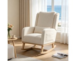 Schommelstoel-Relaxstoel babykamer-Armstoel-Modern Voedingsstoel - beige linnen stof - voor woonkamer en slaapkamer