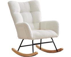 Schommelstoel - Relaxstoel babykamer - Fauteuil - Voedingsstoel - crèmewit