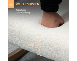 Schommelstoel – Relaxstoel – Fauteuil – Loungestoel – Schommelbank – Rubberen Houten Frame – Zacht Bekleed Zitkussen – Crème Wit – 60 x 81 x 71 cm