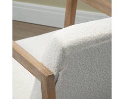 Schommelstoel – Relaxstoel – Fauteuil – Loungestoel – Schommelbank – Rubberen Houten Frame – Zacht Bekleed Zitkussen – Crème Wit – 60 x 81 x 71 cm