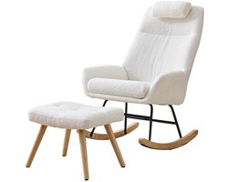 Schommelstoel – Relaxstoel – Fauteuil – Loungestoel – Woonkamerstoel – Teddy Velvet Bekleding – Geïnjecteerd IJzeren Frame Met Rubberen Poten