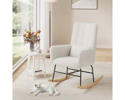 Schommelstoel – Relaxstoel – Fauteuil – Loungestoel – Zitzak – Met Armleuningen – Fleece Bekleding – Stalen Frame Met Rubberen Houten Poten – Max. Draagkracht 160 kg