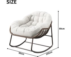 Schommelstoel – Relaxstoel – Fauteuil – Voedingsstoel – Loungestoel – Ergonomisch Ontwerp – Met Zacht Kussen – Stabiel Metalen Frame – Geschikt Binnen & Buiten