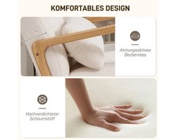 Schommelstoel – Relaxstoel – Fauteuil – Voedingsstoel – Loungestoel – Fleece Bekleding – Hoogte Rugleuning – Stevig Rubberwood Met Antislip Voetbescherming
