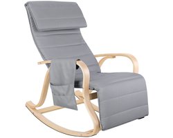 Schommelstoel - Relaxstoel - Fauteuil - Voedingsstoel - met Armleuningen en Voetensteun voor Slaapkamer en Woonkamer - Grijs