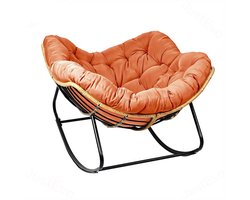 Schommelstoel – Relaxstoel – Loungestoel – Fauteuil – Voedingsstoel – Carbon Stalen Frame – Verstelbare Rugleuning – Oranje