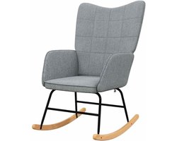 Schommelstoel - Relaxstoel loungestoel - Ontspannen zitten - Gevoerd schuim zachte stof - 61 x 78 x 98 cm - Lichtgrijs