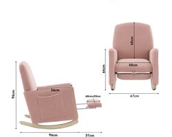 Schommelstoel - Rocking Chair - Relaxstoel - Lounge Stoel - met Kruk - Schommelstoelen Tuin - Hoge Rugleuning – Fauteuil - Voedingsstoel - Comfortabel & Stijlvol voor Woonkamer - Roze