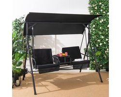 Schommelstoel – Schommelstoel Babykamer – Relaxstoel – Fauteuil – Loungestoel – 2-Persoons – Draaibare Tray – Koeltas 23L – Zachte Kussens – Met Metalen Frame