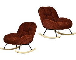 Schommelstoel - Set van 2 Relaxstoel babykamer Stof - Rood