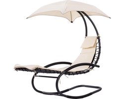 Schommelstoel tuin met parasol - beige