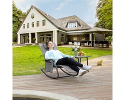 Schommelstoel – Tuinstoel – Met hoofdsteun Stalen frame – Grijs