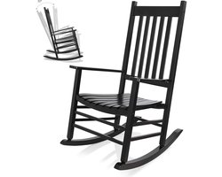 Schommelstoel - Tuinstoelen - Draaifauteuil - Houten - Grote Porche Rocker, Stoelen voor Slaapkamer, Woonkamer, Tuin en Balkon - Tuinstoelen - Strandstoel - Zwart