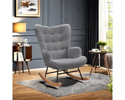 Schommelstoel van zachte pluche stof met armleuningen en rugleuningen, casual gestoffeerde stoel, modern modemeubel voor woonkamer, slaapkamer