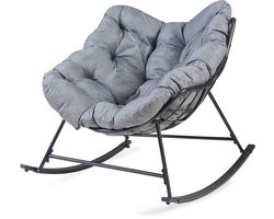 Schommelstoel Villeneuve 85x90x91 cm zwart en grijs [en.casa]