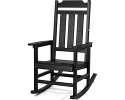 Schommelstoel voor buiten - Tuinschommelstoel - Hoge Rugleuning - Ergonomische Armleuningen - Draagvermogen 180 kg - HIPS Kunststof - Zwart