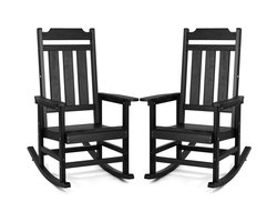 Schommelstoel voor buiten - Tuinschommelstoel Set van 2 - Hoge rugleuning - Comfortabele armleuningen - Draagvermogen 180 kg - Weer- en UV-bestendig - HIPS kunststof - Zwart