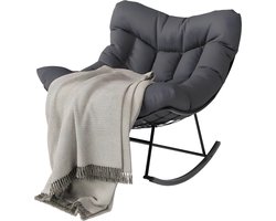 Schommelstoel voor Buiten - Voor Balkon, Terras & Veranda - Moderne Loungestoel met E-Coating en Comfortkussen - Zwart